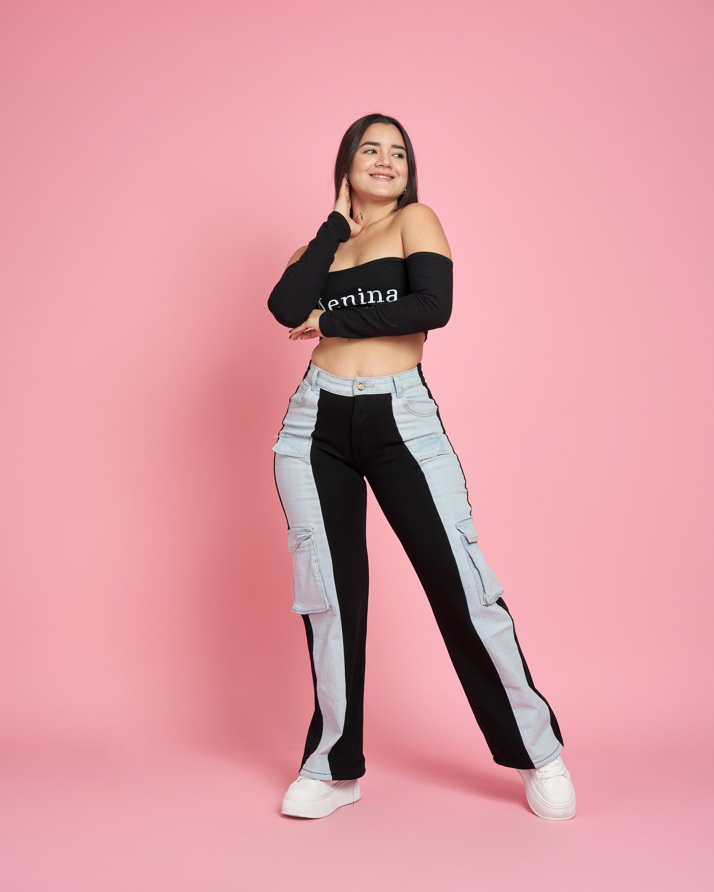 Jeans Wide Leg Jeans+Buzo Cargo | Modelo A305-1 | Menina