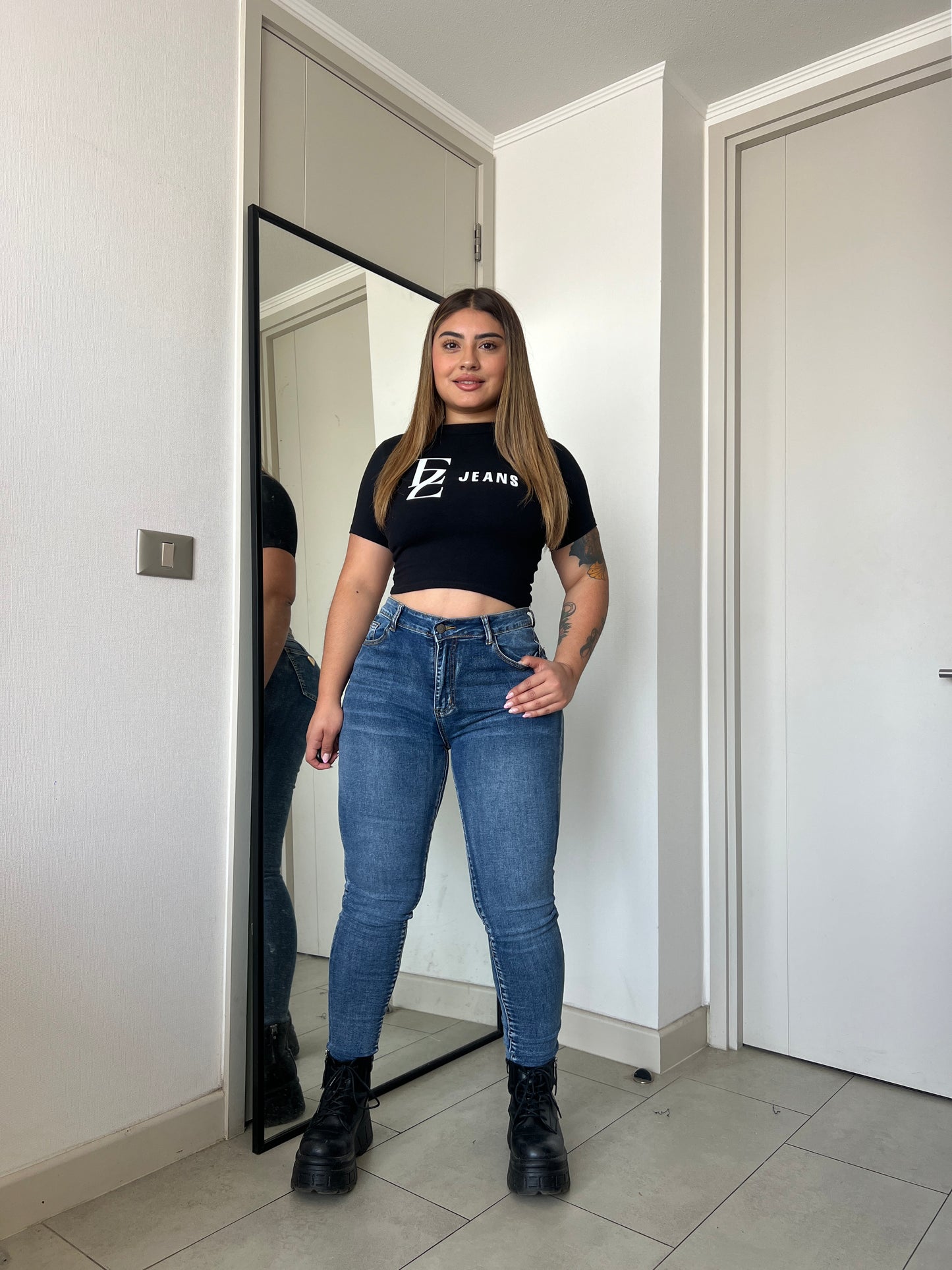 Jeans Skinny Azul Focalizado | Modelo EZ1111 | EZ Jeans