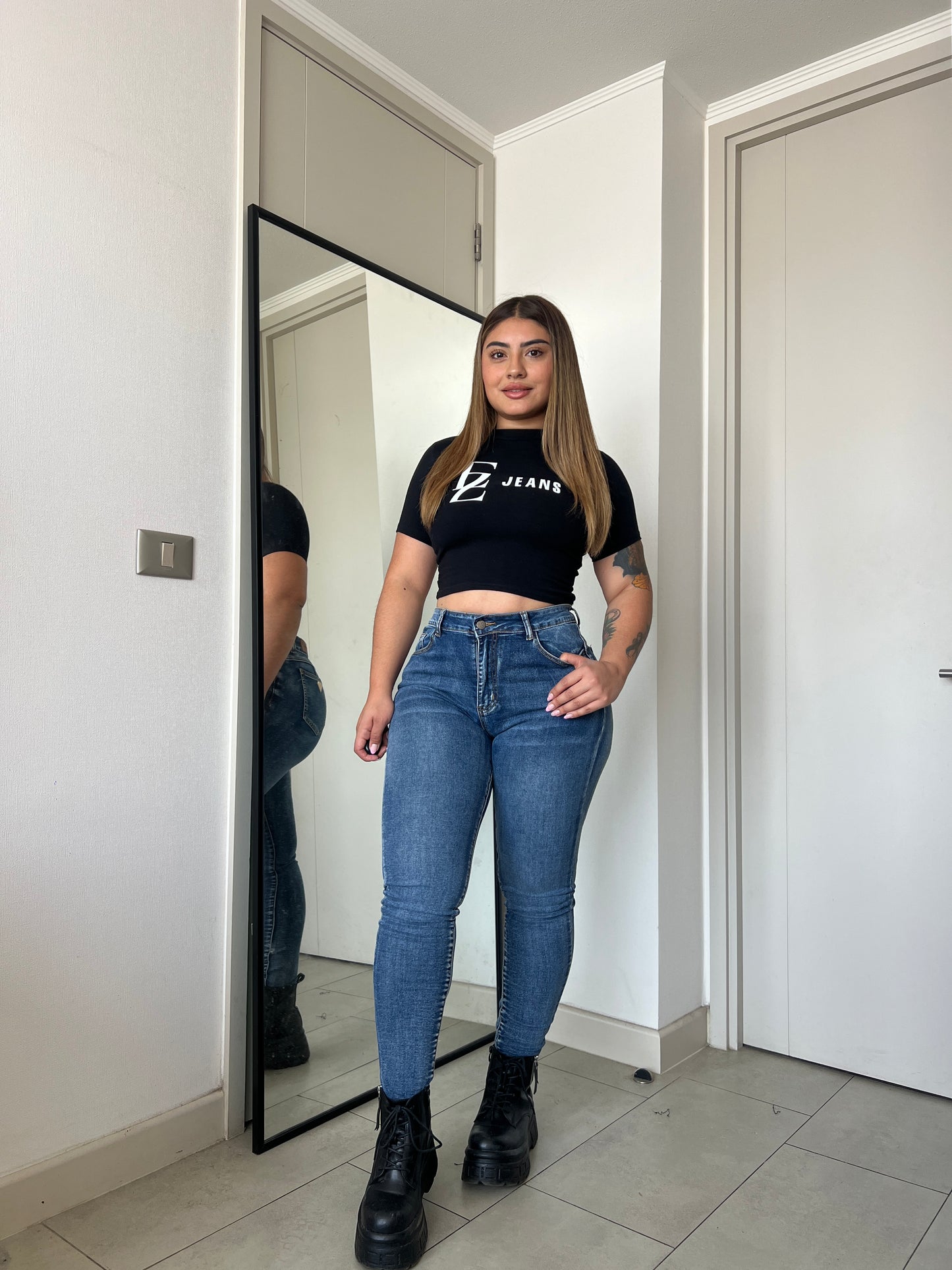 Jeans Skinny Azul Focalizado | Modelo EZ1111 | EZ Jeans