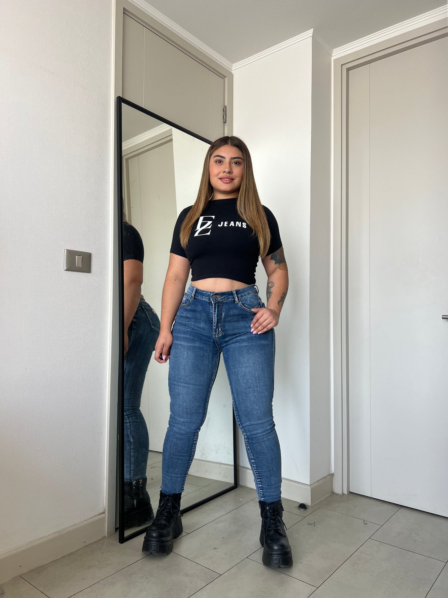 Jeans Skinny Azul Focalizado | Modelo EZ1111 | EZ Jeans