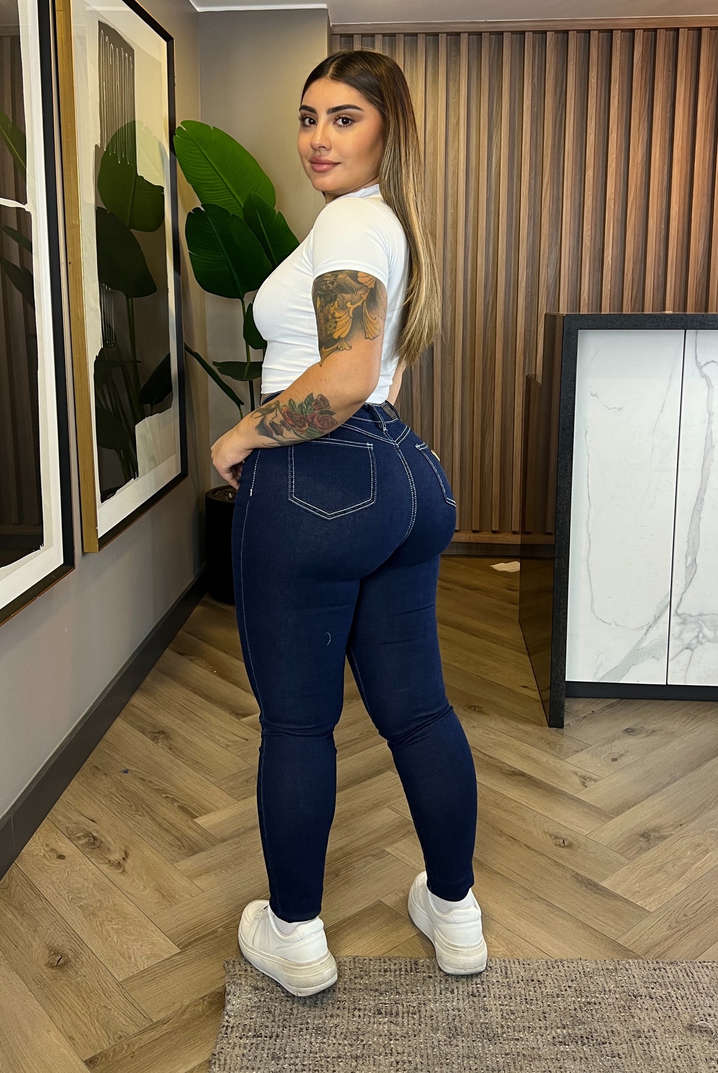 Jeans Skinny 5 Botones Costuras Blancas | Modelo EZ1115 | EZ Jeans (A6)