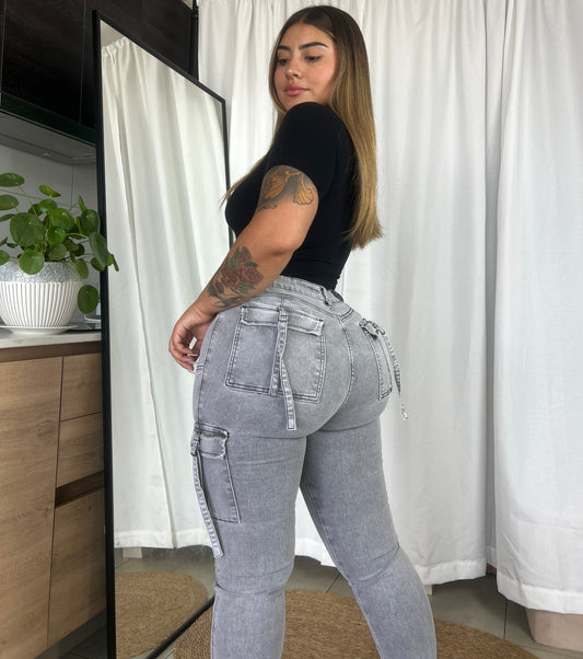 EZ5511 (H5) | Jeans Skinny Cargo Gris | EZ