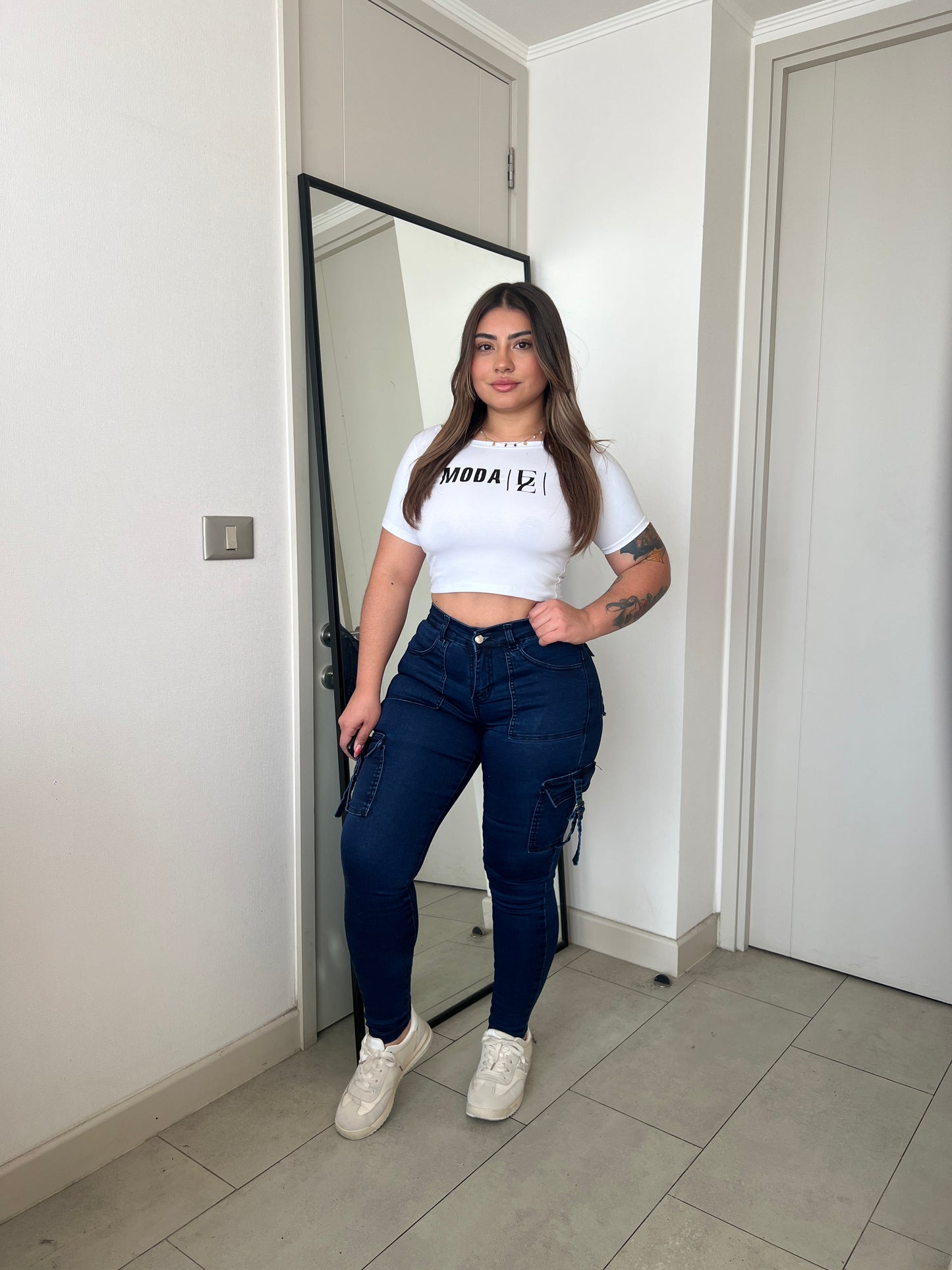 Jeans Skinny Cargo Azul Oscuro Nacional | Modelo EZ2507 | EZ Jeans Premim