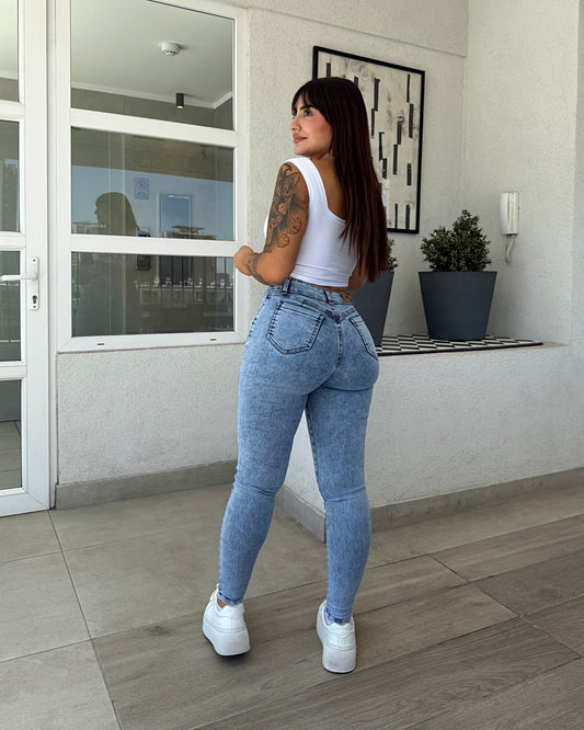 EZ2519 (R) | Skinny Nacional Celeste Jaspeado | EZ