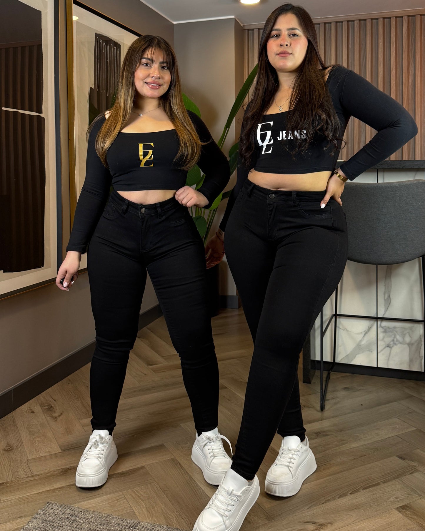EZ5502 | Jeans Skinny Con Faja Negro Horma Grande | EZ