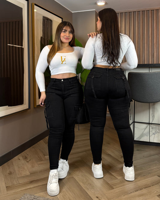 Jeans Skinny Cargo Negro | Modelo EZ5509 | EZ