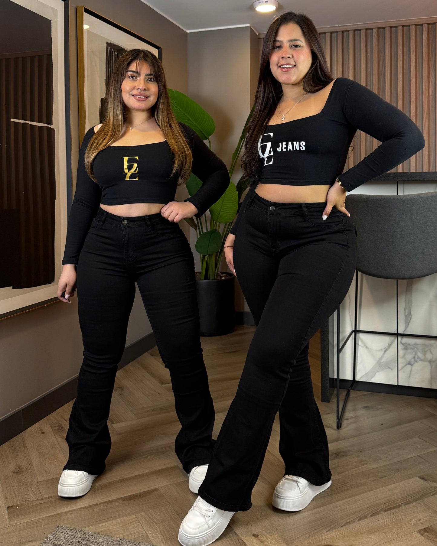 EZ5534 (J5) | Jeans Flare Negro Tapa | EZ