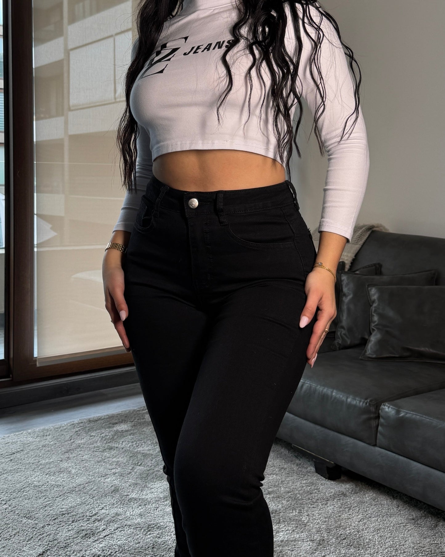 EZ5539 (J7) | Jeans Flare Negro | EZ