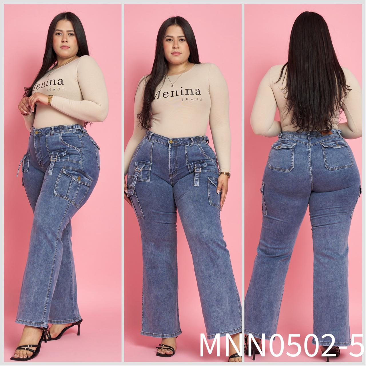 N0502-5 (L1) | Jeans Cargo Azul Extralinda | Menina