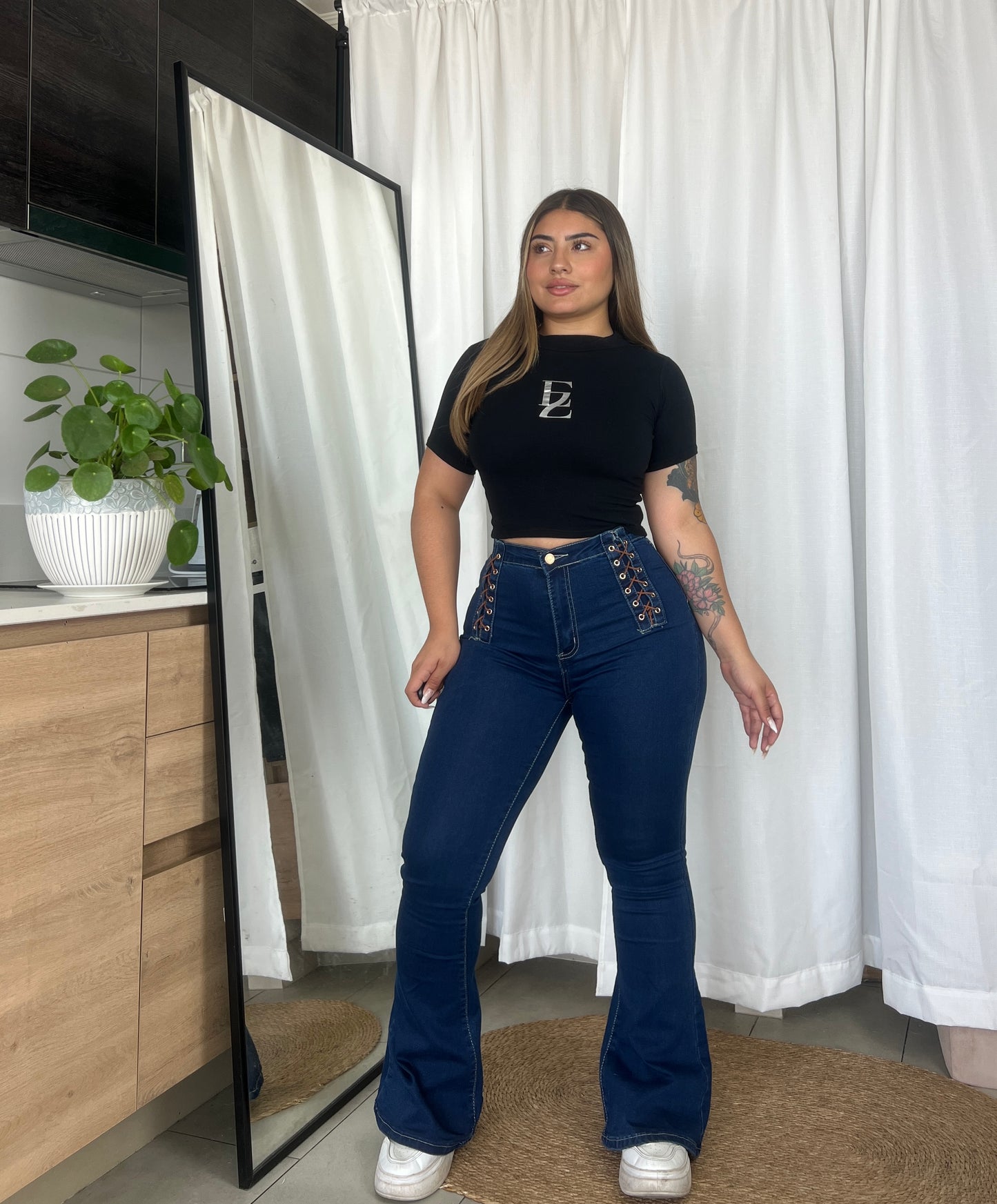 Jeans Flare Azul Trenzado | Modelo A004-1 | Menina