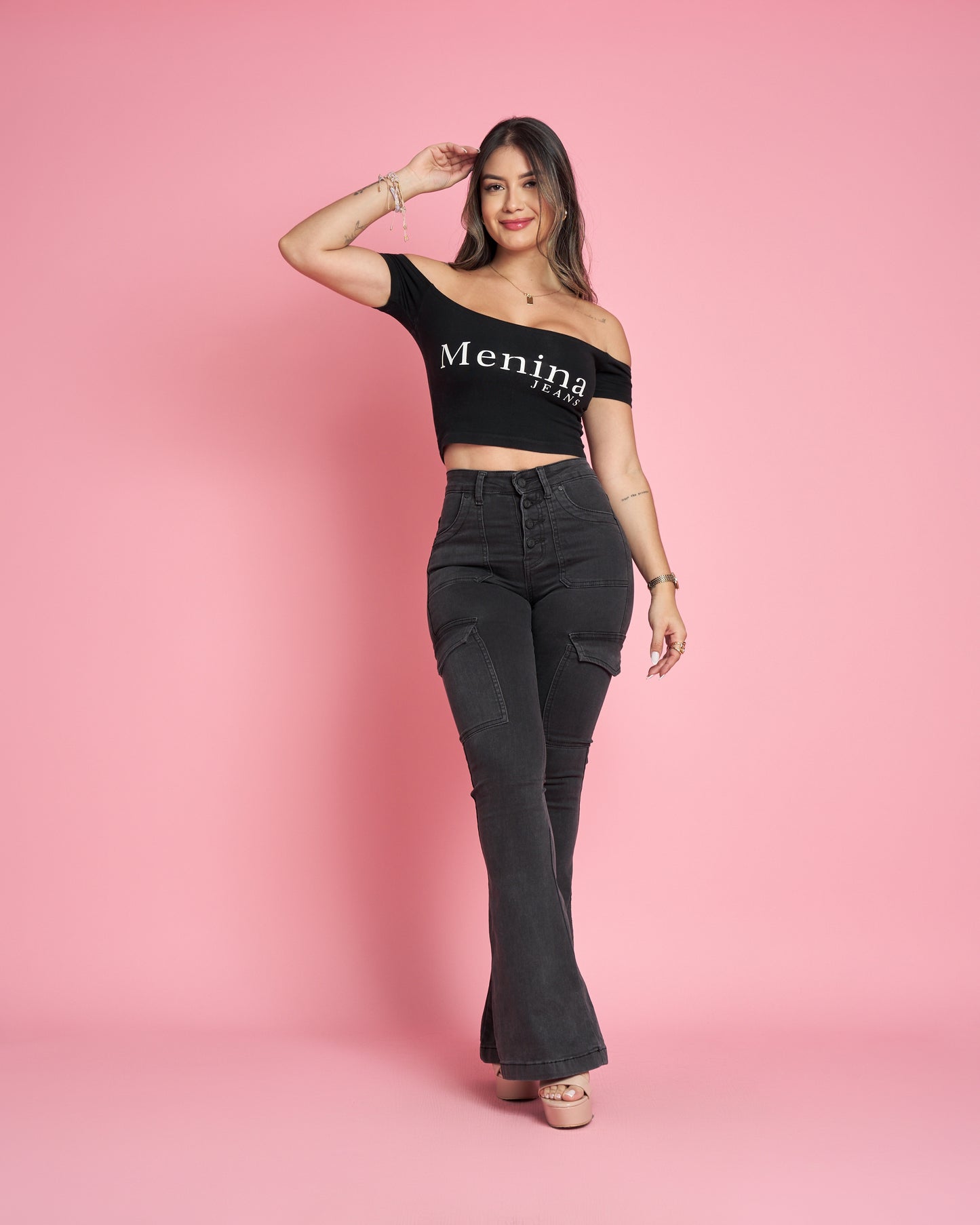 Jeans Flare Cargo Grafito | Modelo MB011-1 (B6) | Menina