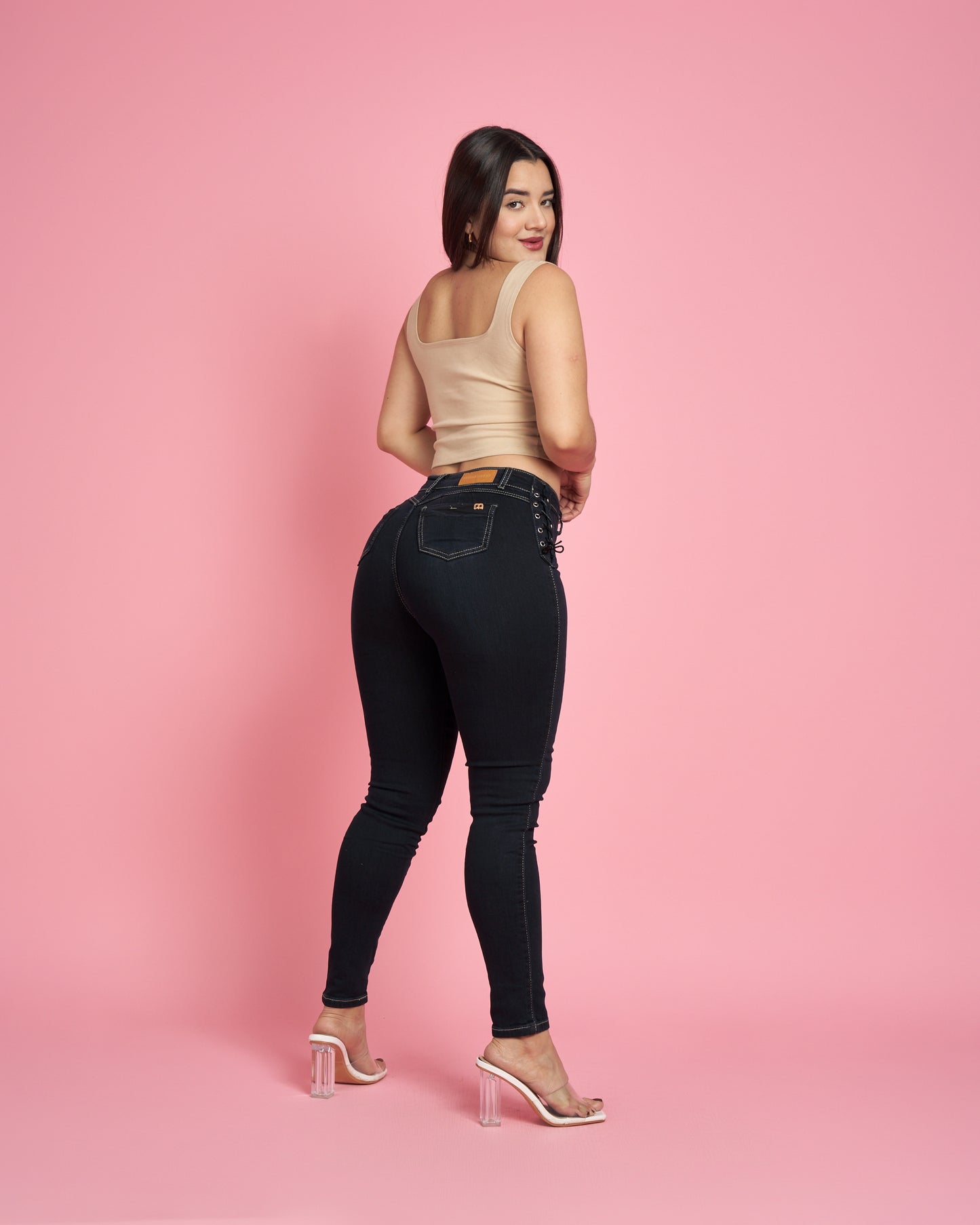 Jeans Skinny Trenzado Azul Marino MICROPOLAR | Modelo MB014 | Menina