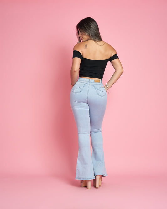 Modelo MB427 |Jeans Flare Lineal Celeste| Menina