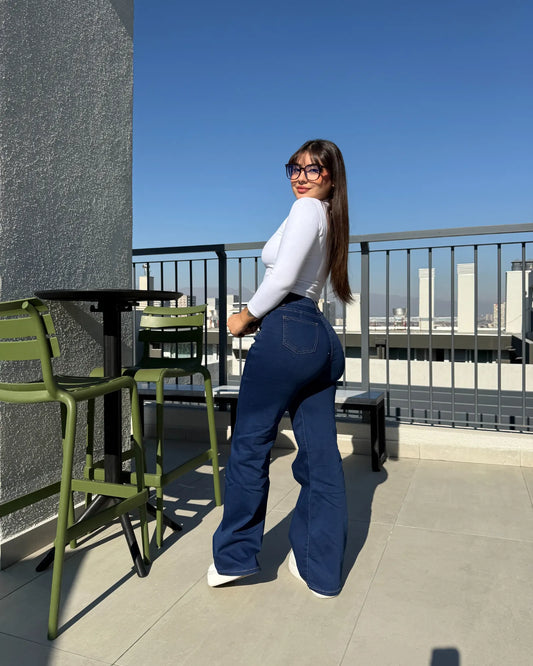 MC1031 (F7) | Jeans Wide Leg Azul | Menina