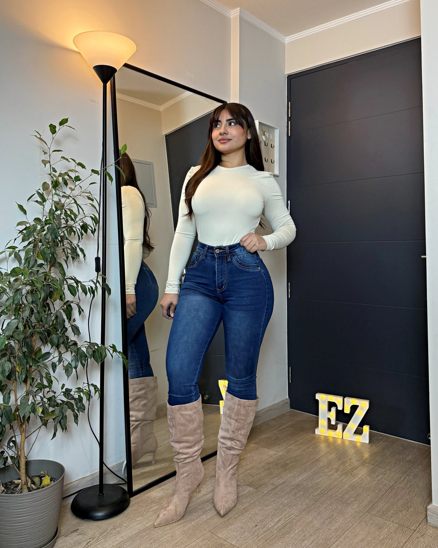MC1048 | Skinny Azul Focalizado Con Faja | Menina (ARRIBA)