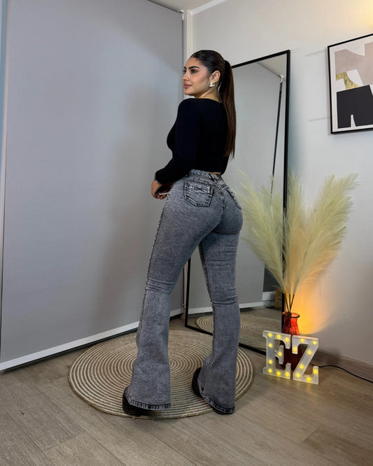 MC5009-3 (J2) | Flare Con Faja Gris Jaspeado |