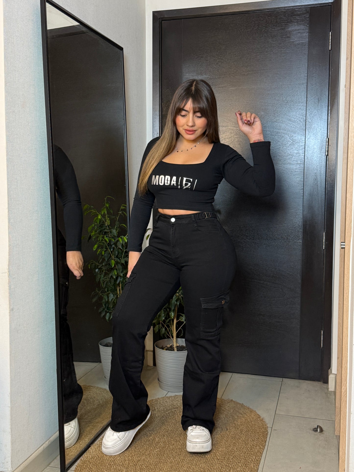 N0508-5 | Jeans Cargo Negro | Menina