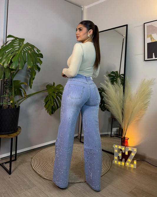MB7037-1 (D7) | Wide Leg Celeste Full Brillos | Menina