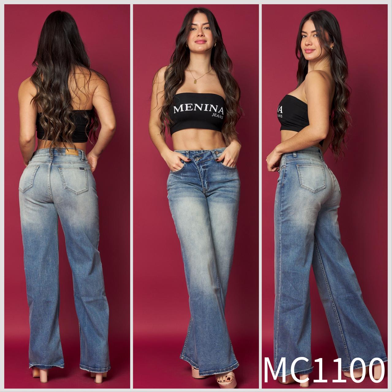 MC1100 (G5) | Wide Leg Azul Focalizado Botón Asimétrico