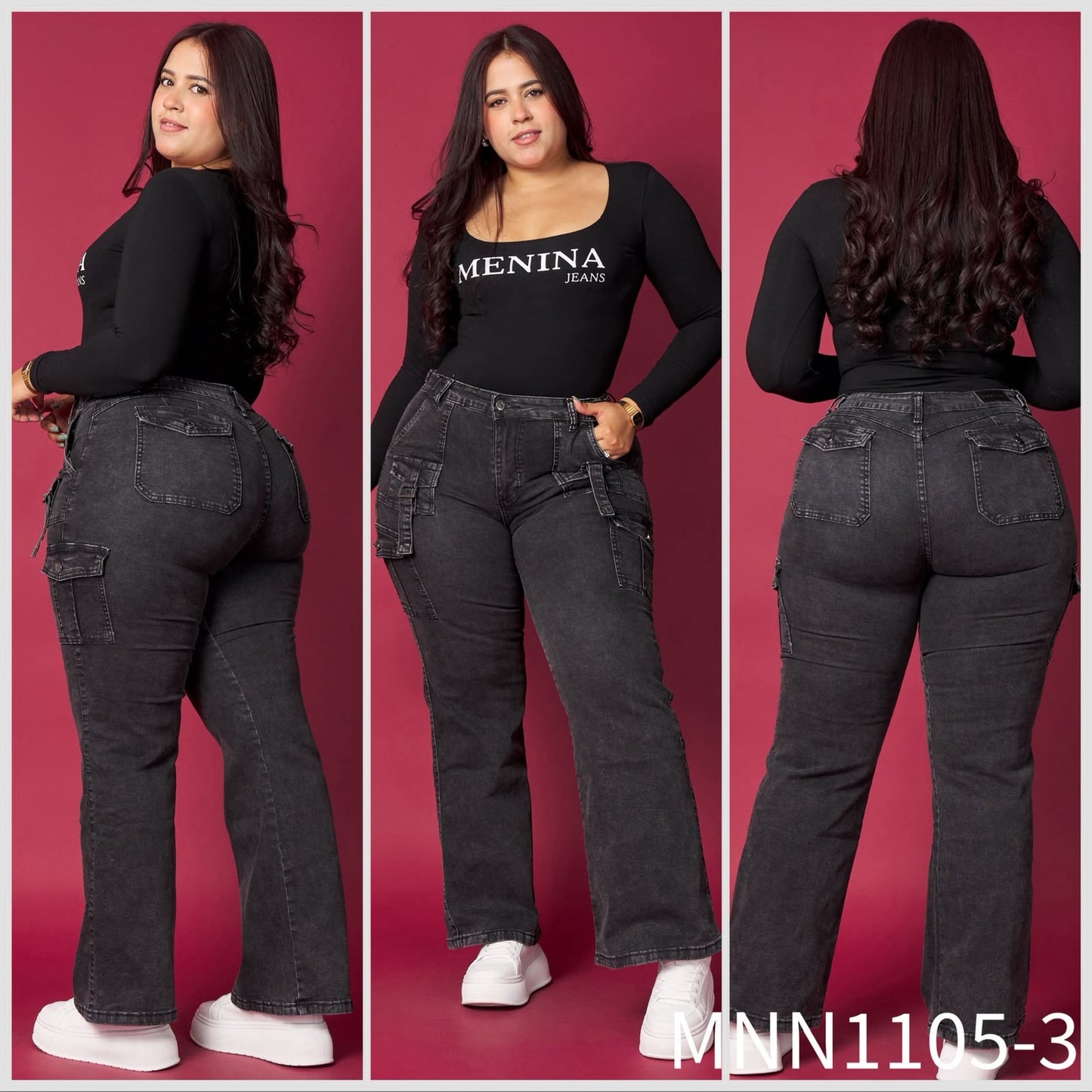N1105-3 (K6) | Cargo Recto Grafito Bolsillo Con Tapa Extralinda
