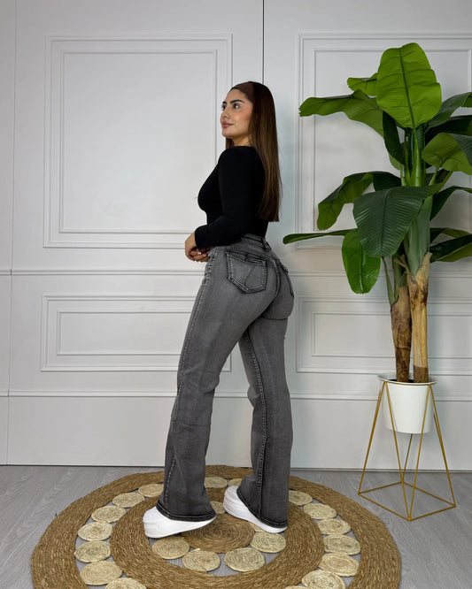 N2604-3 (T2) | Recto Gris Oscuro Bolsillo Con Tapa