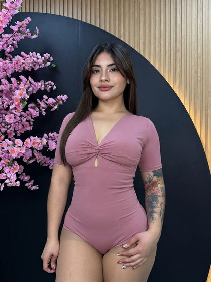 B12 | Body Modelador Escote Nudo Manga Corta | EZ