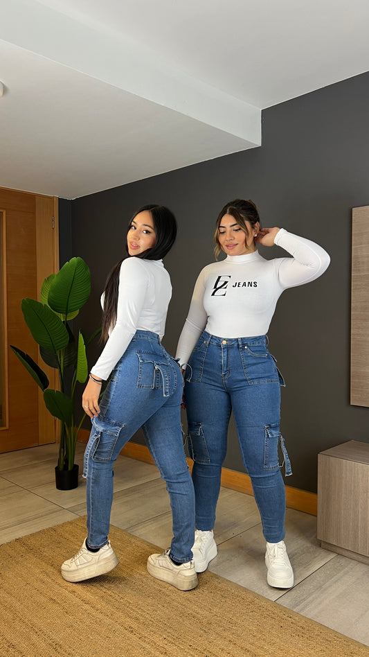 Jeans Skinny Cargo Azul | Modelo A619 (B2) | Menina