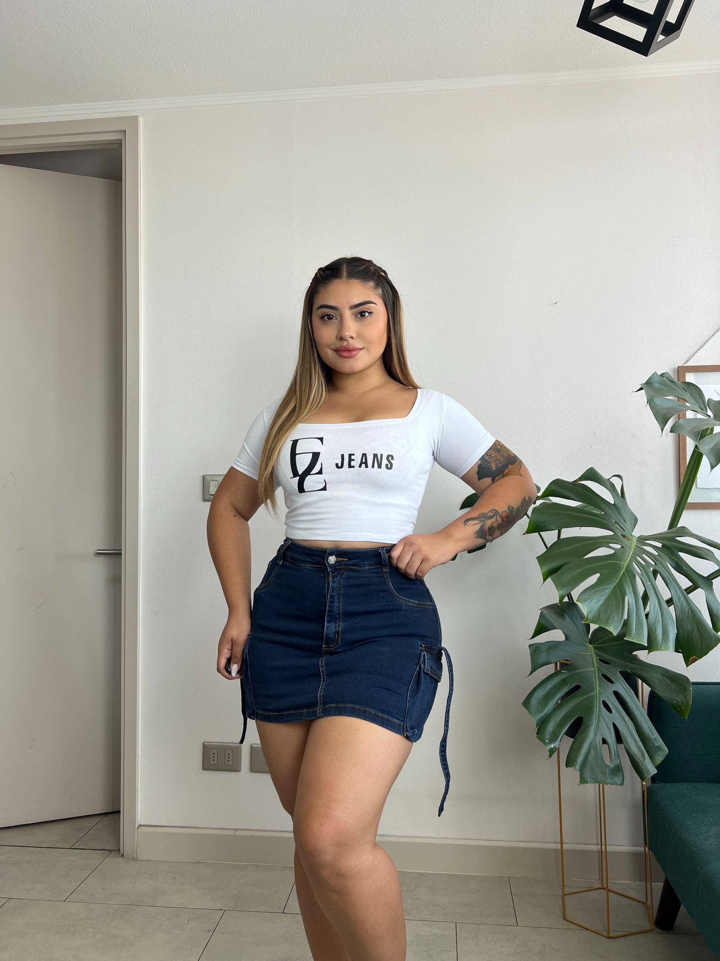 Falda Short Cargo Azul Nacional | Modelo EZ03 | EZ