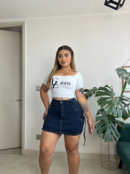 Falda Short Cargo Azul Nacional | Modelo EZ03 | EZ