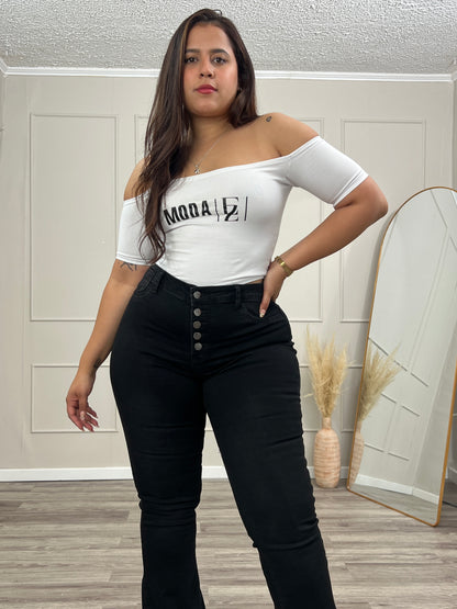 Jeans  Flare Negro 5 Botones | Modelo EZ1103 | EZ Jeans