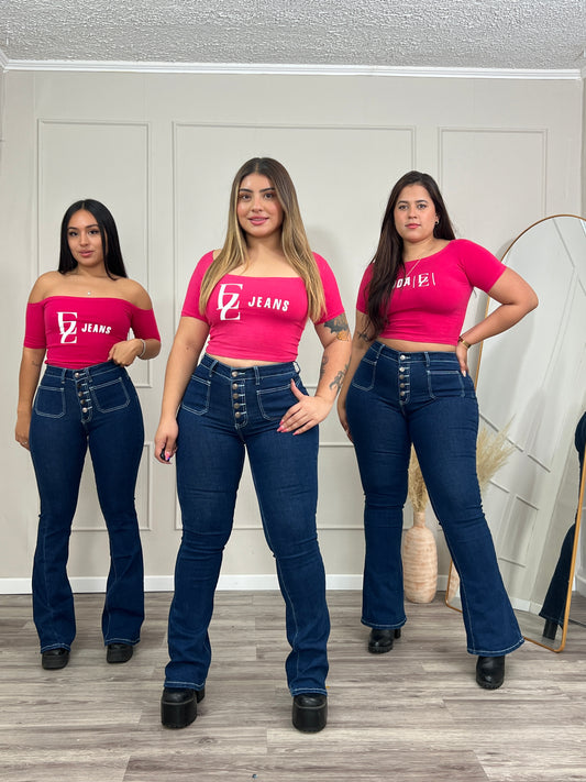 Jeans  Flare Azul 5 Botones  | Modelo EZ1105 | EZ Jeans