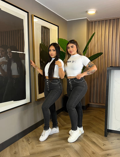 Modelo EZ1110 (E1) |Jeans Skinny Gris 5 Botones |  EZ Jeans
