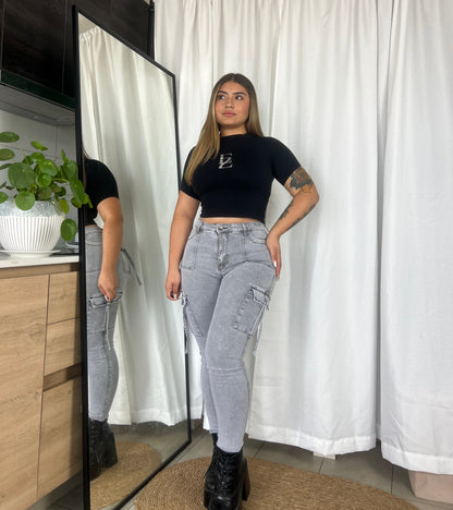 EZ5511 (H5) | Jeans Skinny Cargo Gris | EZ