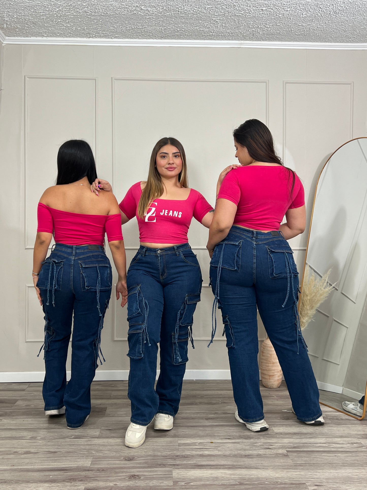 Jeans Cargo Premium Azul Con Tiras | Modelo EZ1131 | EZ Jeans
