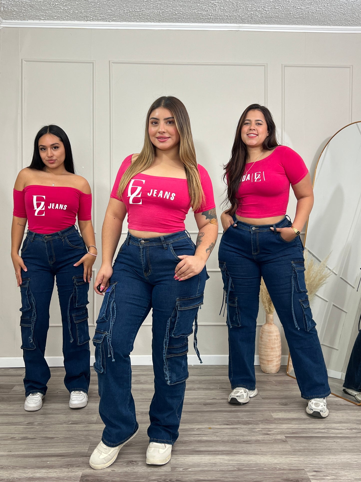 Jeans Cargo Premium Azul Con Tiras | Modelo EZ1131 | EZ Jeans