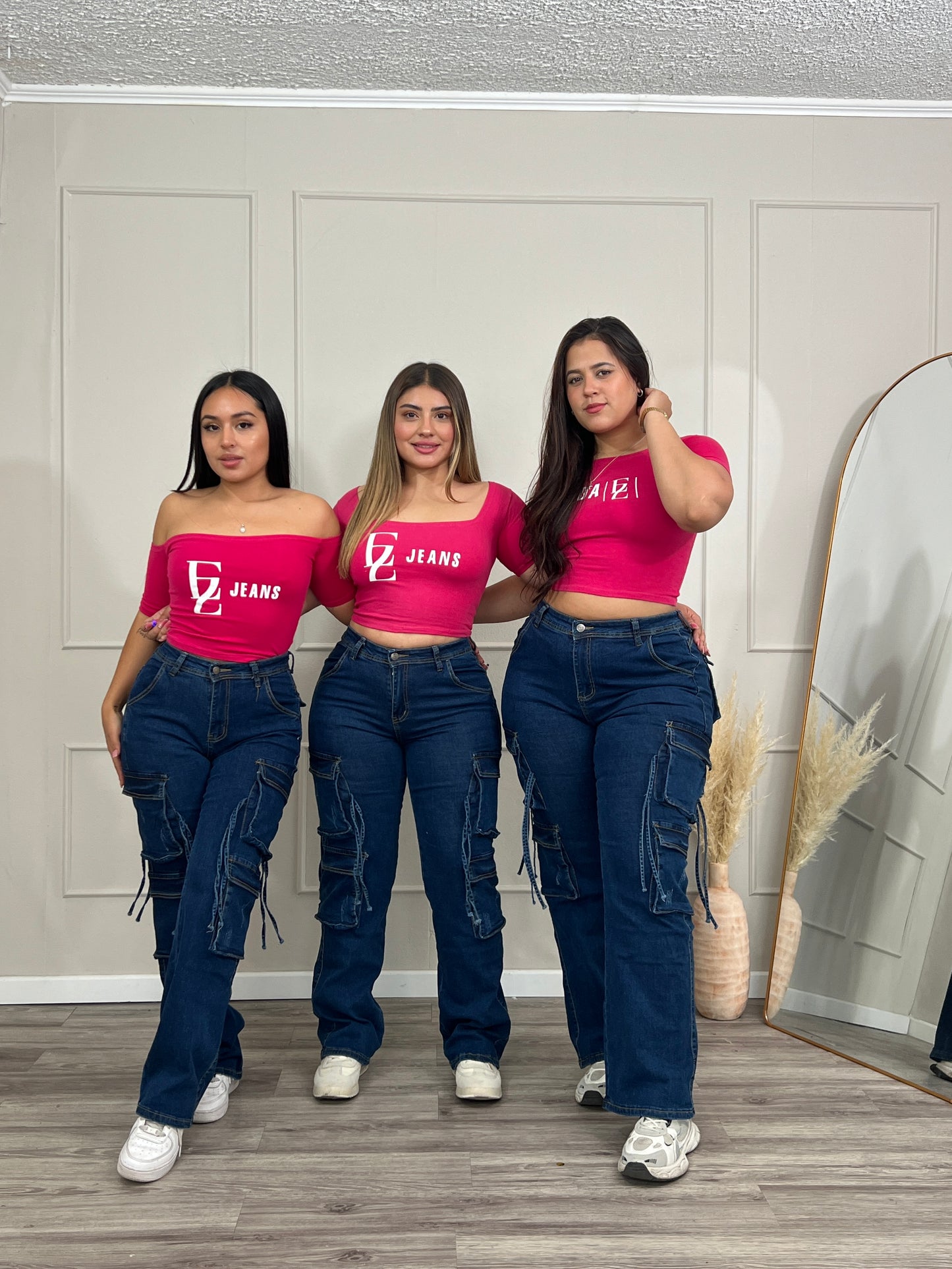 Jeans Cargo Premium Azul Con Tiras | Modelo EZ1131 | EZ Jeans