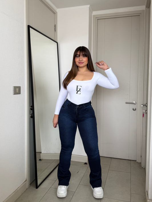 EZ2512 | Jeans Flare Azul Oscuro Focalizado | EZ | Confeccion Nacional