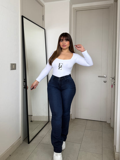 EZ2512 | Jeans Flare Azul Oscuro Focalizado | EZ | Confeccion Nacional