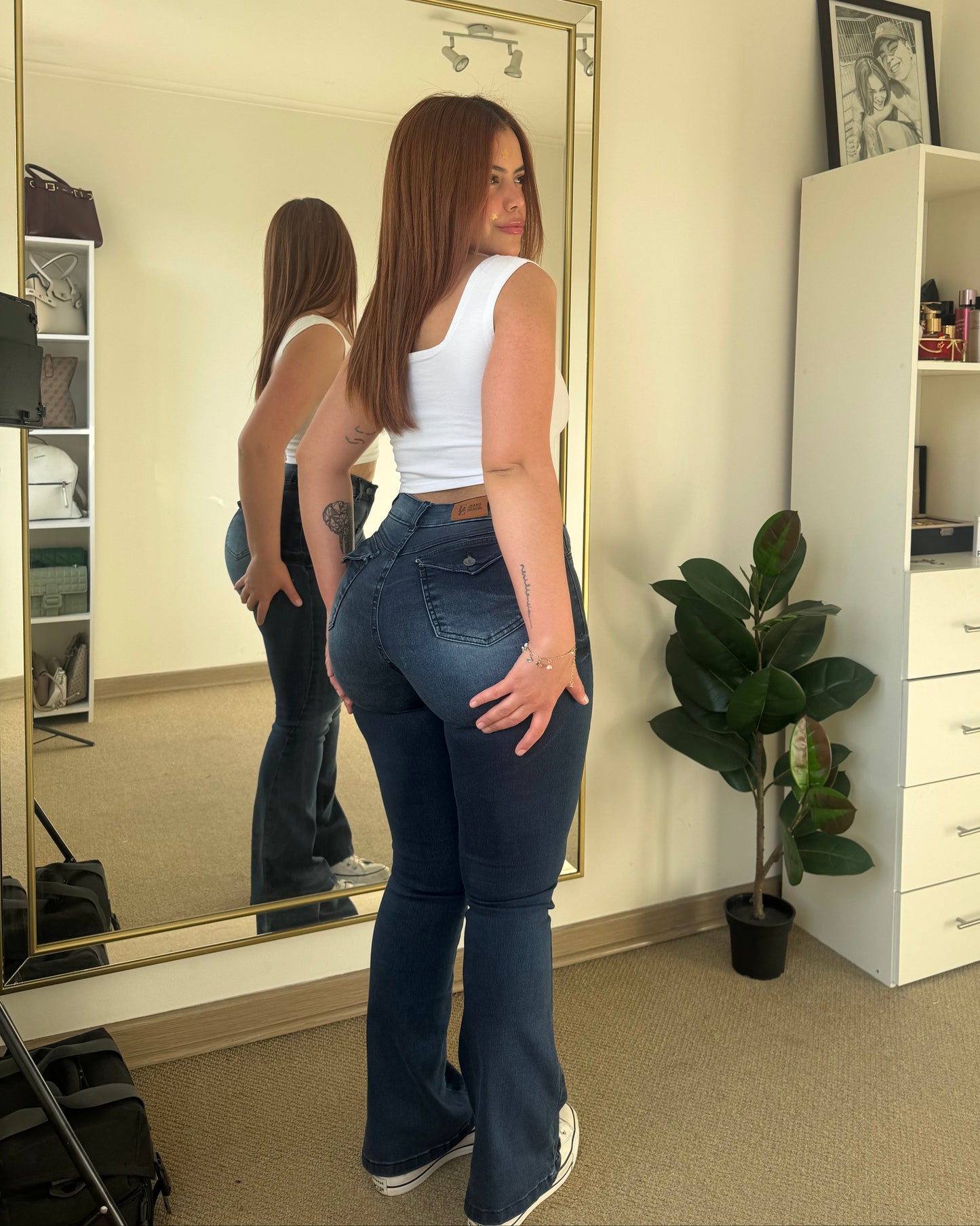 EZ2513 (T2) | Jeans Flare Azul Focalizado | EZ | Confeccion Nacional