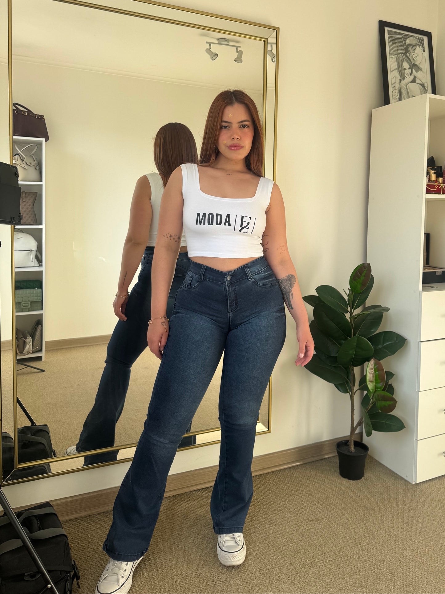 EZ2513 (T2) | Jeans Flare Azul Focalizado | EZ | Confeccion Nacional