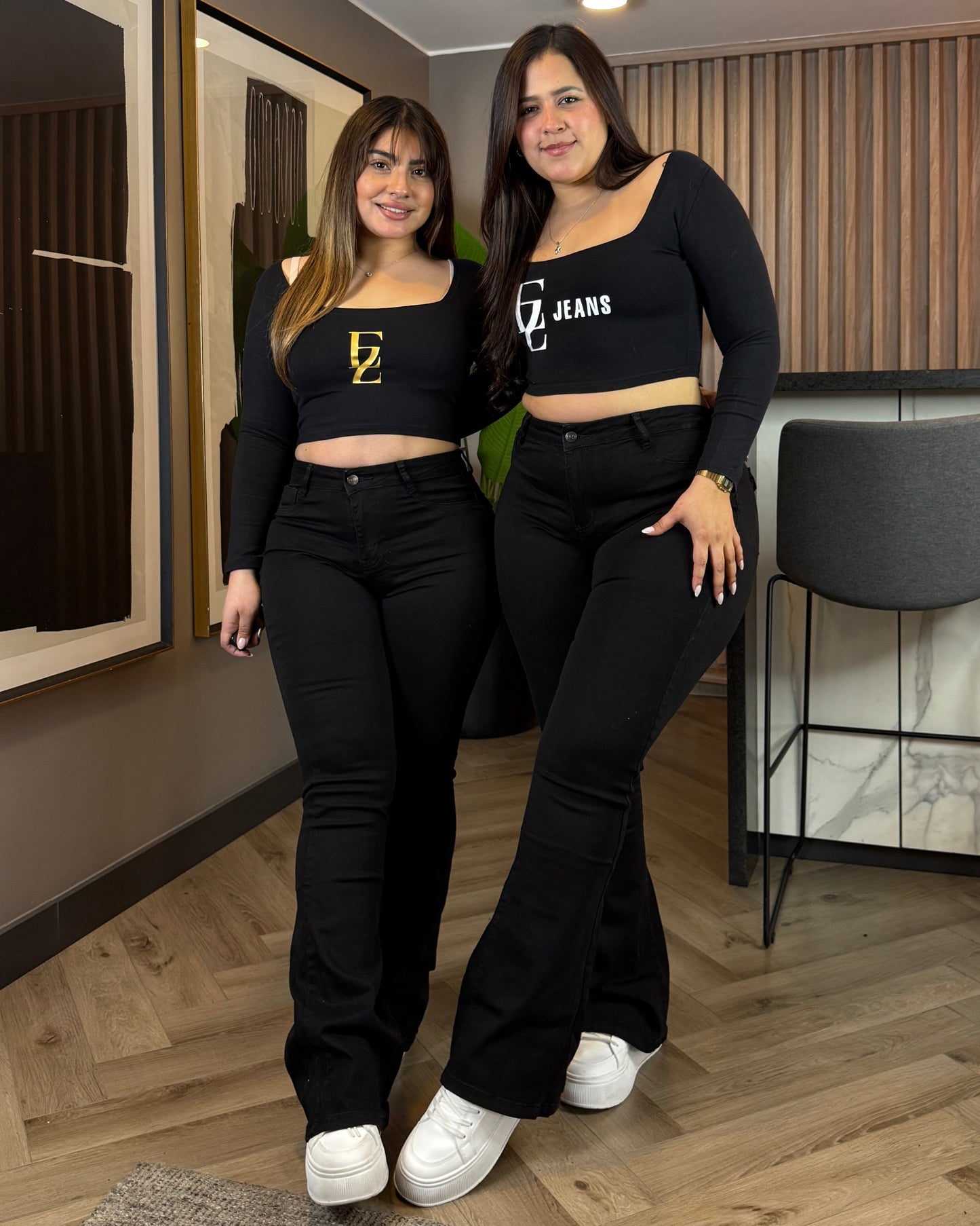 EZ5534 (J5) | Jeans Flare Negro Tapa | EZ