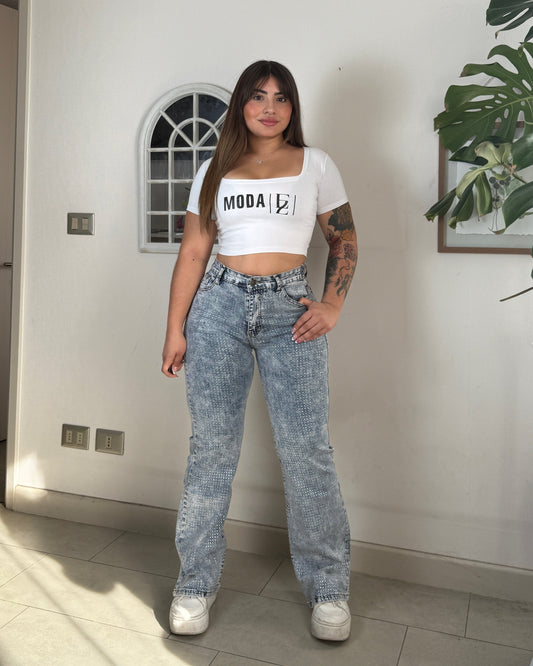 EZ5541 (S4) | Jeans Recto Brillos Celeste | EZ