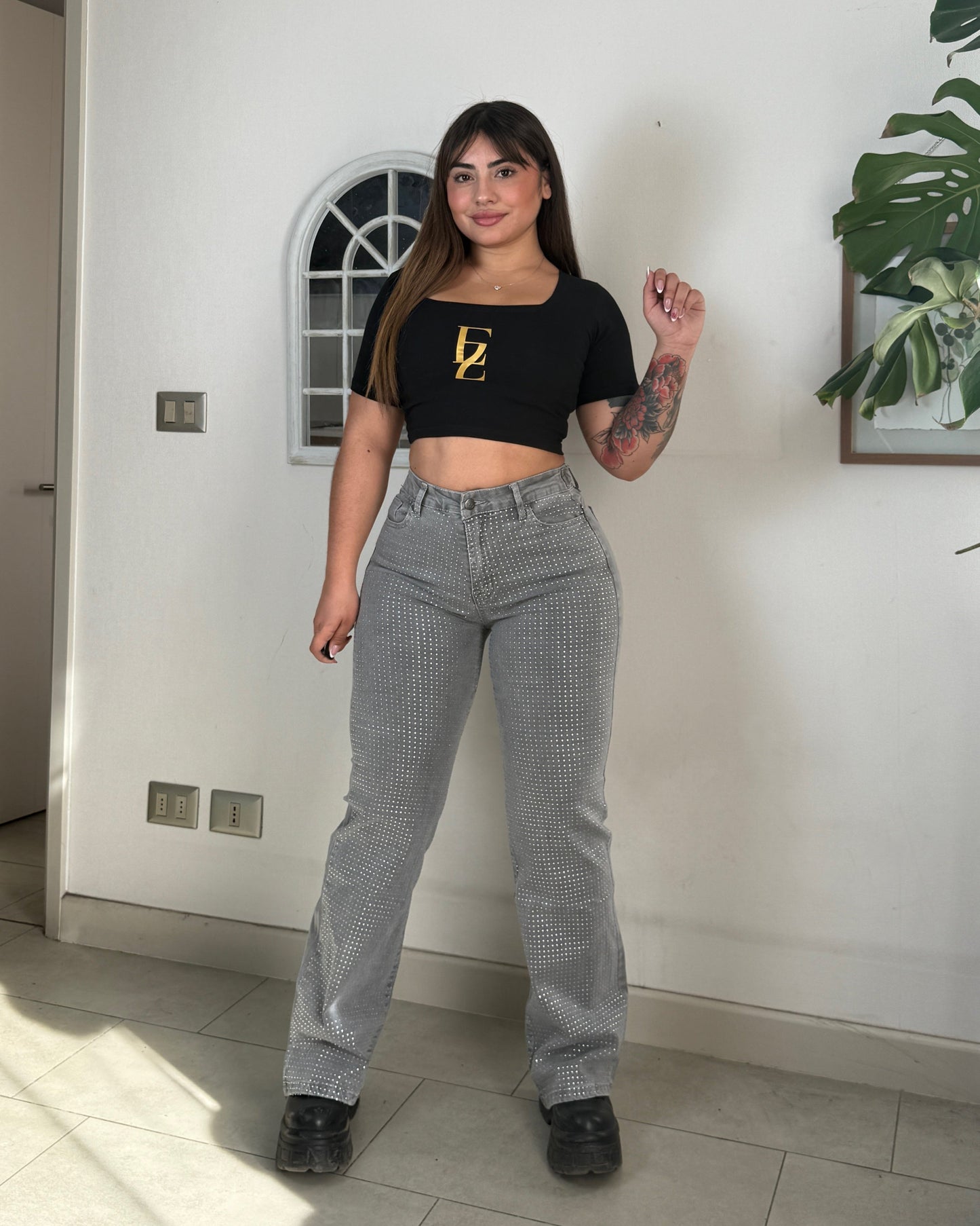 EZ5542 (S3) | Jeans Recto Brillos Gris | EZ