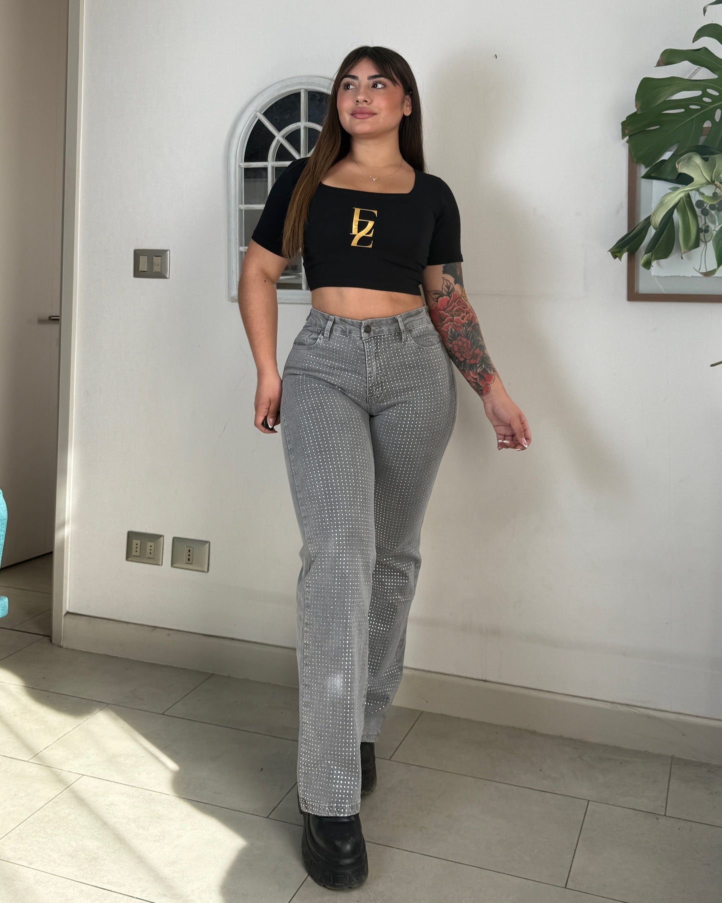 EZ5542 (S3) | Jeans Recto Brillos Gris | EZ