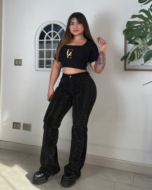 EZ5543 (S2) | Jeans Recto Brillos Negro | EZ