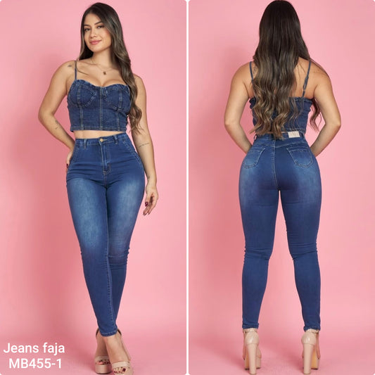 MB455-1 (H6) | Jeans Skinny Faja Azul | Menina