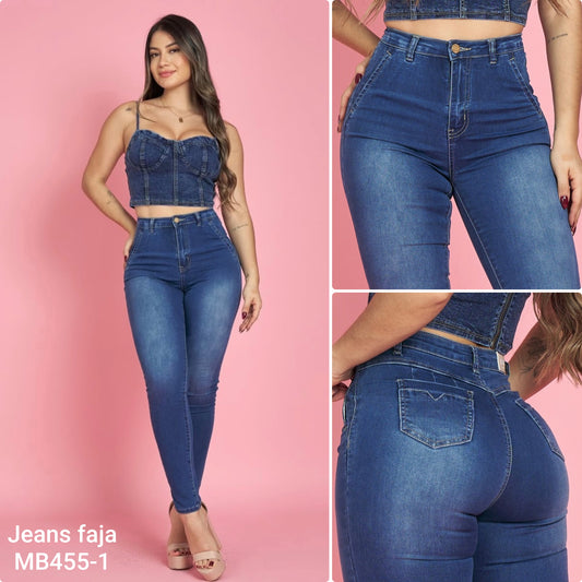 MB455-1 (H6) | Jeans Skinny Faja Azul | Menina