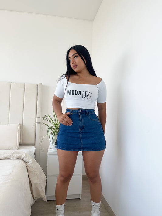 H604 Azul (Q6) | Falda Short Trenzada Azul | HxH