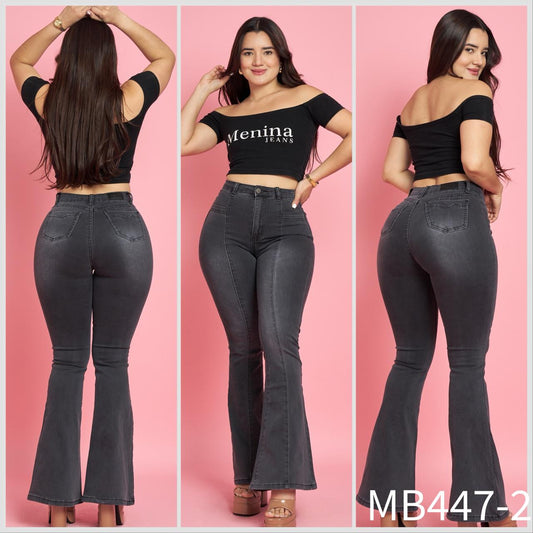 MB447-2 (D3) | Jeans Flare Lineal Gris | Menina