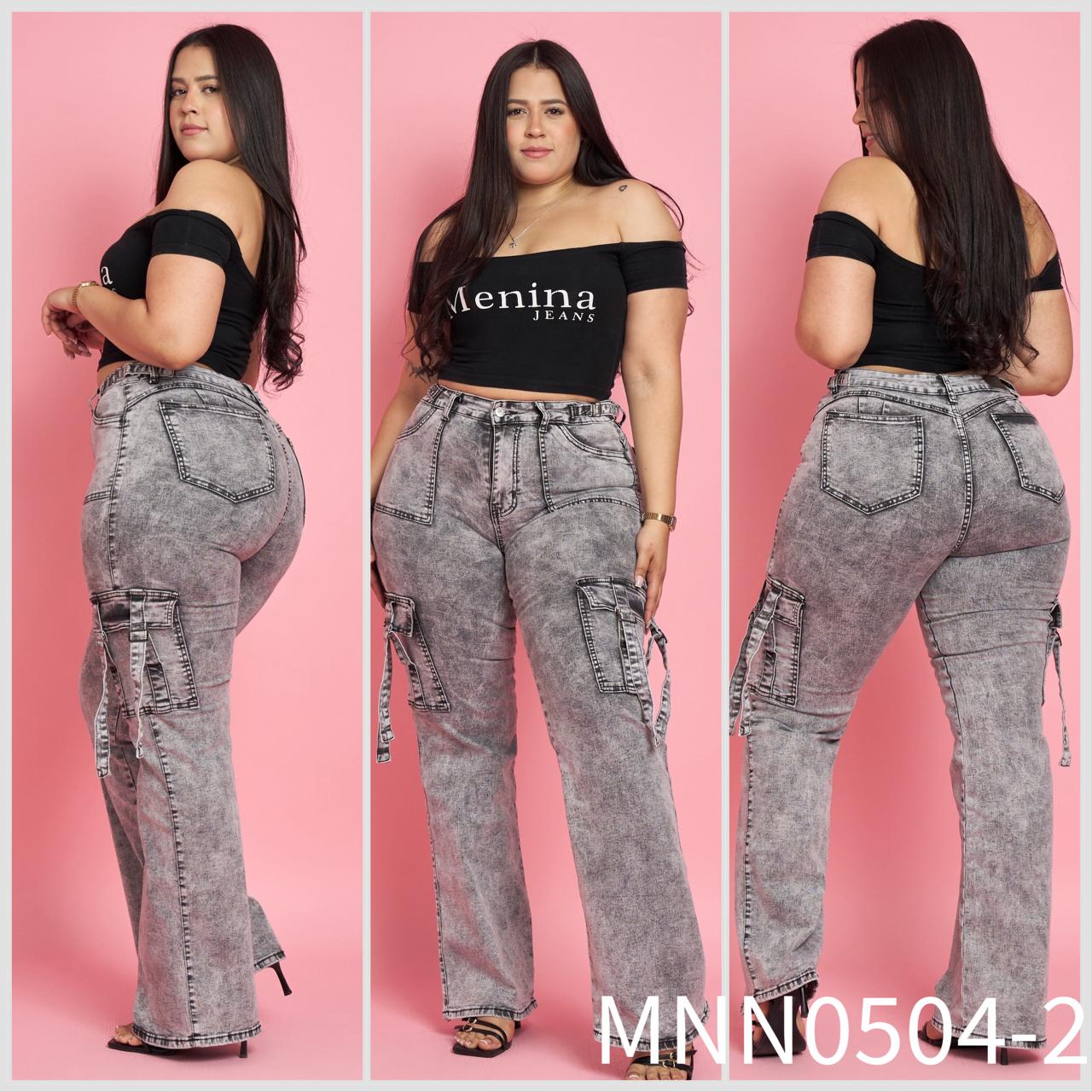 N0504-2 (L3) | Jeans Cargo Gris Jaspeado Extralinda | Menina